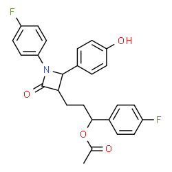 ChemSpider 2D Image | 1-(4-Fluorophenyl)-3-[1-(4-fluorophenyl)-2-(4-hydroxyphenyl)-4-oxo-3-azetidinyl]propyl acetate | C26H23F2NO4