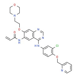 ChemSpider 2D Image | N-(4-{[3-Chloro-4-(2-pyridinylmethoxy)phenyl]amino}-7-[2-(4-morpholinyl)ethoxy]-6-quinazolinyl)acrylamide | C29H29ClN6O4