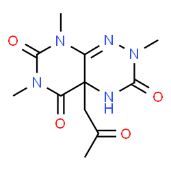 ChemSpider 2D Image | 2,6,8-Trimethyl-4a-(2-oxopropyl)-2,4,4a,8-tetrahydropyrimido[5,4-e][1,2,4]triazine-3,5,7(6H)-trione | C11H15N5O4