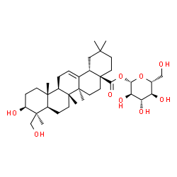 ChemSpider 2D Image | 1-O-[(3beta)-3,24-Dihydroxy-28-oxoolean-12-en-28-yl]-beta-D-glucopyranose | C36H58O9