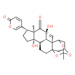 ChemSpider 2D Image | (4R,5S,8R,9R,11S,12S,13R,18S)-5,11-Dihydroxy-9,16-dimethyl-10-oxo-8-(2-oxo-2H-pyran-5-yl)-15,17,20-trioxahexacyclo[14.3.1.1~14,18~.0~1,13~.0~4,12~.0~5,9~]henicosane-13-carbaldehyde | C26H30O9
