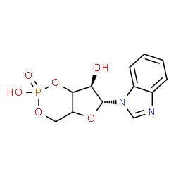 ChemSpider 2D Image | (6R,7R)-6-(1H-Benzimidazol-1-yl)tetrahydro-4H-furo[3,2-d][1,3,2]dioxaphosphinine-2,7-diol 2-oxide | C12H13N2O6P