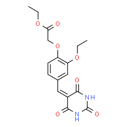 ChemSpider 2D Image | Ethyl {2-ethoxy-4-[(2,4,6-trioxotetrahydro-5(2H)-pyrimidinylidene)methyl]phenoxy}acetate | C17H18N2O7