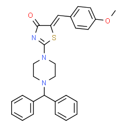 ChemSpider 2D Image | (5Z)-2-[4-(Diphenylmethyl)-1-piperazinyl]-5-(4-methoxybenzylidene)-1,3-thiazol-4(5H)-one | C28H27N3O2S