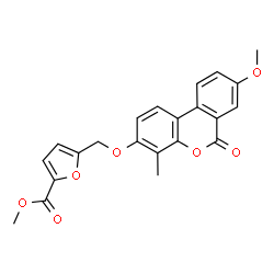 ChemSpider 2D Image | Methyl 5-{[(8-methoxy-4-methyl-6-oxo-6H-benzo[c]chromen-3-yl)oxy]methyl}-2-furoate | C22H18O7