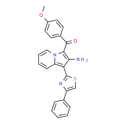 ChemSpider 2D Image | [2-Amino-1-(4-phenyl-1,3-thiazol-2-yl)-3-indolizinyl](4-methoxyphenyl)methanone | C25H19N3O2S