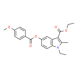 ChemSpider 2D Image | Ethyl 1-ethyl-5-[(4-methoxybenzoyl)oxy]-2-methyl-1H-indole-3-carboxylate | C22H23NO5
