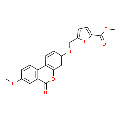 ChemSpider 2D Image | Methyl 5-{[(8-methoxy-6-oxo-6H-benzo[c]chromen-3-yl)oxy]methyl}-2-furoate | C21H16O7