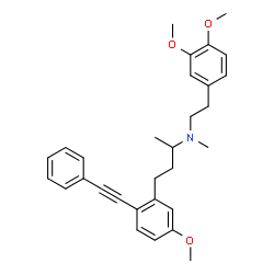 ChemSpider 2D Image | N-[2-(3,4-Dimethoxyphenyl)ethyl]-4-[5-methoxy-2-(phenylethynyl)phenyl]-N-methyl-2-butanamine | C30H35NO3