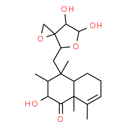 ChemSpider 2D Image | 4-[(6,7-Dihydroxy-1,5-dioxaspiro[2.4]hept-4-yl)methyl]-2-hydroxy-3,4,8,8a-tetramethyl-3,4,4a,5,6,8a-hexahydro-1(2H)-naphthalenone | C20H30O6