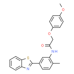 ChemSpider 2D Image | N-[5-(1,3-Benzothiazol-2-yl)-2-methylphenyl]-2-(4-methoxyphenoxy)acetamide | C23H20N2O3S