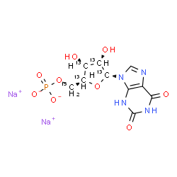 ChemSpider 2D Image | Disodium 5'-O-phosphonato(1',2',3',4',5'-~13~C_5_)-2,3-dihydroxanthosine | C513C5H11N4Na2O9P