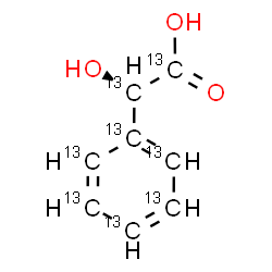 ChemSpider 2D Image | (2R)-Hydroxy[(~13~C_6_)phenyl](~13~C_2_)ethanoic acid | 13C8H8O3