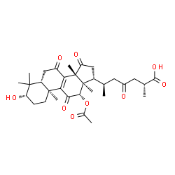ChemSpider 2D Image | (3beta,12beta,25R)-12-Acetoxy-3-hydroxy-7,11,15,23-tetraoxolanost-8-en-26-oic acid | C32H44O9