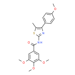 ChemSpider 2D Image | 3,4,5-Trimethoxy-N-[4-(4-methoxyphenyl)-5-methyl-1,3-thiazol-2-yl]benzamide | C21H22N2O5S