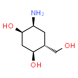 ChemSpider 2D Image | (1S,3R,4S,6R)-4-Amino-6-(hydroxymethyl)-1,3-cyclohexanediol | C7H15NO3
