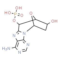 ChemSpider 2D Image | 7-Amino-13-hydroxy-15-oxa-2,4,6,9-tetraazatetracyclo[10.2.1.0~2,10~.0~3,8~]pentadeca-3,5,7,9-tetraen-11-yl dihydrogen phosphate | C10H12N5O6P