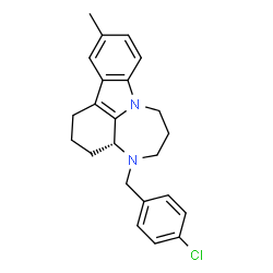 ChemSpider 2D Image | (3aR)-4-(4-Chlorobenzyl)-11-methyl-1,2,3,3a,4,5,6,7-octahydro[1,4]diazepino[3,2,1-jk]carbazole | C23H25ClN2