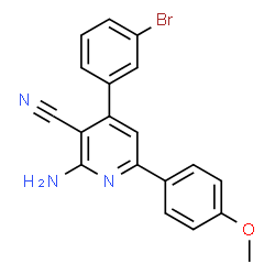 ChemSpider 2D Image | 2-Amino-4-(3-bromophenyl)-6-(4-methoxyphenyl)nicotinonitrile | C19H14BrN3O