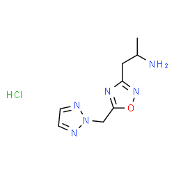 ChemSpider 2D Image | 1-[5-(2H-1,2,3-Triazol-2-ylmethyl)-1,2,4-oxadiazol-3-yl]-2-propanamine hydrochloride (1:1) | C8H13ClN6O