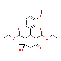 ChemSpider 2D Image | Diethyl (1S,2R,3R,4R)-4-hydroxy-2-(3-methoxyphenyl)-4-methyl-6-oxo-1,3-cyclohexanedicarboxylate | C20H26O7