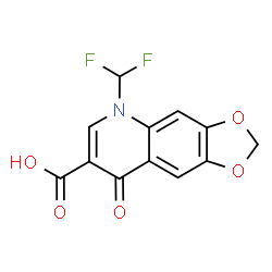 ChemSpider 2D Image | 5-(Difluoromethyl)-8-oxo-5,8-dihydro[1,3]dioxolo[4,5-g]quinoline-7-carboxylic acid | C12H7F2NO5