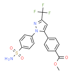 ChemSpider 2D Image | Methyl 4-[1-(4-sulfamoylphenyl)-3-(trifluoromethyl)-1H-pyrazol-5-yl]benzoate | C18H14F3N3O4S