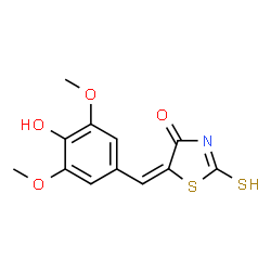ChemSpider 2D Image | (5E)-5-(4-Hydroxy-3,5-dimethoxybenzylidene)-2-thioxo-1,3-thiazolidin-4-one | C12H11NO4S2