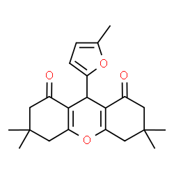 ChemSpider 2D Image | 3,3,6,6-Tetramethyl-9-(5-methyl-2-furyl)-3,4,5,6,7,9-hexahydro-1H-xanthene-1,8(2H)-dione | C22H26O4