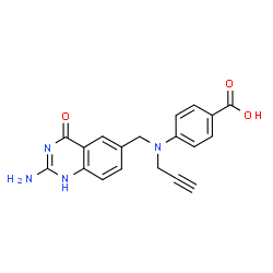 ChemSpider 2D Image | 4-{[(2-Amino-4-oxo-1,4-dihydro-6-quinazolinyl)methyl](2-propyn-1-yl)amino}benzoic acid | C19H16N4O3