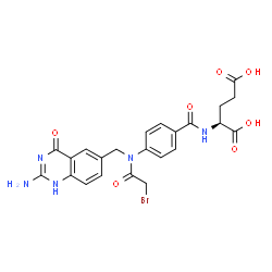 ChemSpider 2D Image | N-(4-{[(2-Amino-4-oxo-1,4-dihydro-6-quinazolinyl)methyl](bromoacetyl)amino}benzoyl)-L-glutamic acid | C23H22BrN5O7