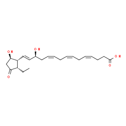 ChemSpider 2D Image | (4Z,7Z,10Z,13S,14E)-15-[(1R,2S,5R)-2-Ethyl-5-hydroxy-3-oxocyclopentyl]-13-hydroxy-4,7,10,14-pentadecatetraenoic acid | C22H32O5