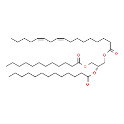 ChemSpider 2D Image | 3-(Dodecanoyloxy)-2-(tridecanoyloxy)propyl (9Z,12Z)-9,12-heptadecadienoate | C45H82O6