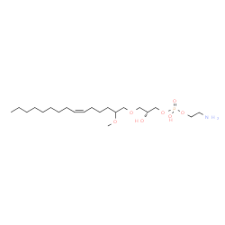 ChemSpider 2D Image | 2-Aminoethyl (2R)-2-hydroxy-3-{[(6Z)-2-methoxy-6-pentadecen-1-yl]oxy}propyl hydrogen phosphate | C21H44NO7P
