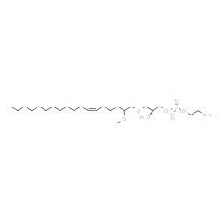 ChemSpider 2D Image | 2-Aminoethyl (2R)-2-hydroxy-3-{[(6Z)-2-methoxy-6-octadecen-1-yl]oxy}propyl hydrogen phosphate | C24H50NO7P