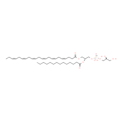 ChemSpider 2D Image | (2R)-3-({[(2S)-2,3-Dihydroxypropoxy](hydroxy)phosphoryl}oxy)-2-(tetradecanoyloxy)propyl (4Z,7Z,10Z,13Z,16Z,19Z)-4,7,10,13,16,19-docosahexaenoate | C42H71O10P