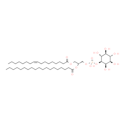 ChemSpider 2D Image | (2R)-1-[(9Z)-9-Heptadecenoyloxy]-3-[(hydroxy{[(1S,2R,3R,4S,5S,6R)-2,3,4,5,6-pentahydroxycyclohexyl]oxy}phosphoryl)oxy]-2-propanyl nonadecanoate | C45H85O13P