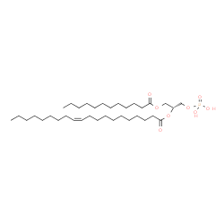ChemSpider 2D Image | (2R)-1-(Dodecanoyloxy)-3-(phosphonooxy)-2-propanyl (11Z)-11-icosenoate | C35H67O8P