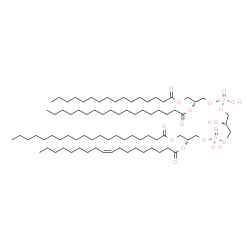 ChemSpider 2D Image | (2R,14R)-5,8,11-Trihydroxy-2-[(9Z)-9-octadecenoyloxy]-5,11-dioxido-16-oxo-14-[(palmitoyloxy)methyl]-4,6,10,12,15-pentaoxa-5lambda~5~,11lambda~5~-diphosphatritriacont-1-yl icosanoate | C81H156O17P2
