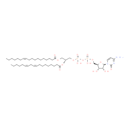 ChemSpider 2D Image | 5'-O-{Hydroxy[(hydroxy{(2R)-2-[(9Z,12Z)-9,12-octadecadienoyloxy]-3-[(11Z)-11-octadecenoyloxy]propoxy}phosphoryl)oxy]phosphoryl}cytidine | C48H83N3O15P2