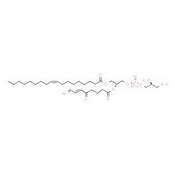 ChemSpider 2D Image | (2R)-3-({[(2S)-2,3-Dihydroxypropoxy](hydroxy)phosphoryl}oxy)-2-{[(6E)-5,8-dioxo-6-octenoyl]oxy}propyl (9Z)-9-octadecenoate | C32H55O12P