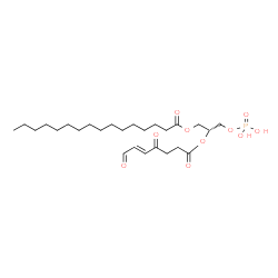 ChemSpider 2D Image | (2R)-2-{[(5E)-4,7-Dioxo-5-heptenoyl]oxy}-3-(phosphonooxy)propyl palmitate | C26H45O10P