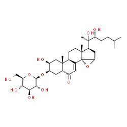 ChemSpider 2D Image | (2beta,3beta,5beta,15alpha,22R)-2,20,22-Trihydroxy-6-oxo-14,15-epoxycholest-7-en-3-yl beta-D-glucopyranoside | C33H52O11
