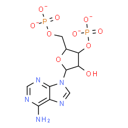 ChemSpider 2D Image | [5-(6-aminopurin-9-yl)-4-hydroxy-3-phosphonatooxy-tetrahydrofuran-2-yl]methyl phosphate | C10H11N5O10P2