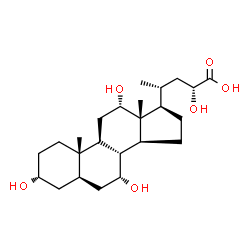 ChemSpider 2D Image | (3alpha,5alpha,7alpha,12alpha,23R)-3,7,12,23-Tetrahydroxycholan-24-oic acid | C24H40O6