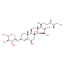 ChemSpider 2D Image | (3beta,6beta,15alpha,16beta,25S)-6,8,15,16,26-Pentahydroxyergosta-4,24(28)-dien-3-yl beta-D-xylopyranoside | C33H54O10