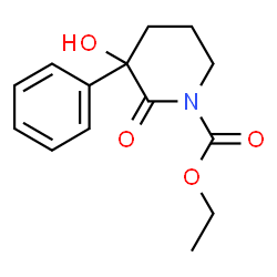 ChemSpider 2D Image | Ethyl 3-hydroxy-2-oxo-3-phenyl-1-piperidinecarboxylate | C14H17NO4