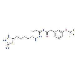 ChemSpider 2D Image | N-[(3Z)-6-[4-(5-Imino-1,3,4-thiadiazolidin-2-yl)butyl]tetrahydro-3(2H)-pyridazinylidene]-2-[3-(trifluoromethoxy)phenyl]acetamide | C19H25F3N6O2S
