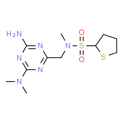 ChemSpider 2D Image | N-{[4-Amino-6-(dimethylamino)-1,3,5-triazin-2-yl]methyl}-N-methyltetrahydro-2-thiophenesulfonamide | C11H20N6O2S2