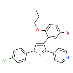 ChemSpider 2D Image | 4-[4-(5-Bromo-2-propoxyphenyl)-2-(4-chlorophenyl)-2H-pyrrol-5-yl]pyridine | C24H20BrClN2O